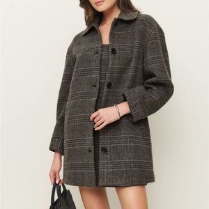 Reformation Gray Plaid Pea Coat